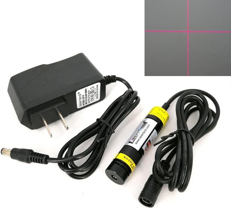 Laserlands 638nm Red Cross Line Light for Placement Screen Printing Heat Press Machine Woodworks Cloth Fabric Cutting Alignment (+AC-DC adapter, Red Cross) - Image 1